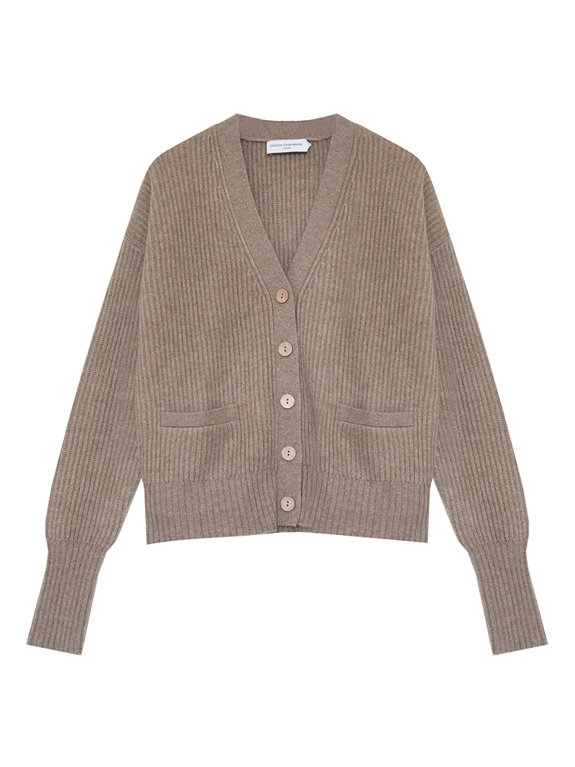 Stevie Undyed Natural Brown Cashmere Cardigan