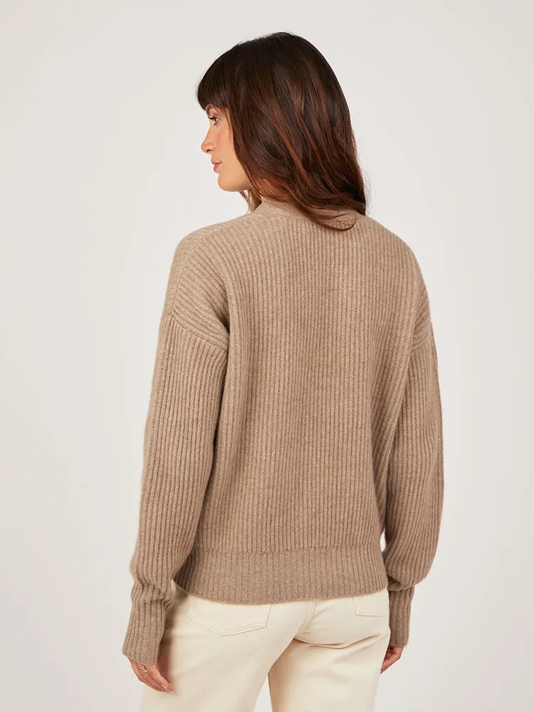 Stevie Undyed Natural Brown Cashmere Cardigan