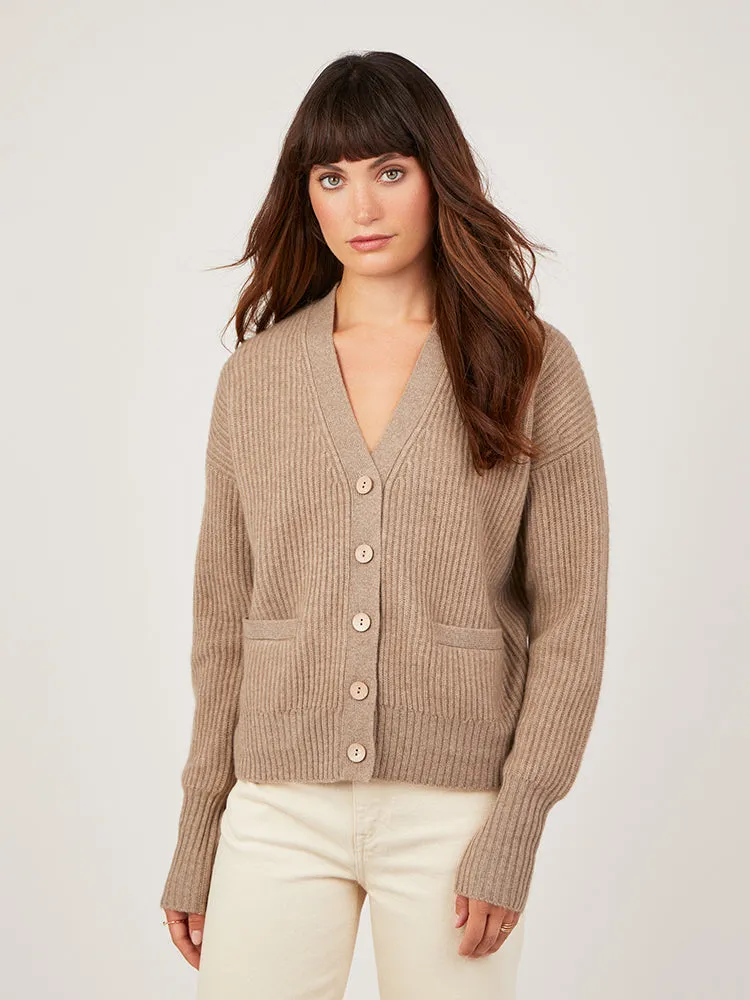 Stevie Undyed Natural Brown Cashmere Cardigan