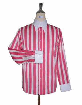 Tab Collar Shirt | Pink Striped Tab Collar Shirt