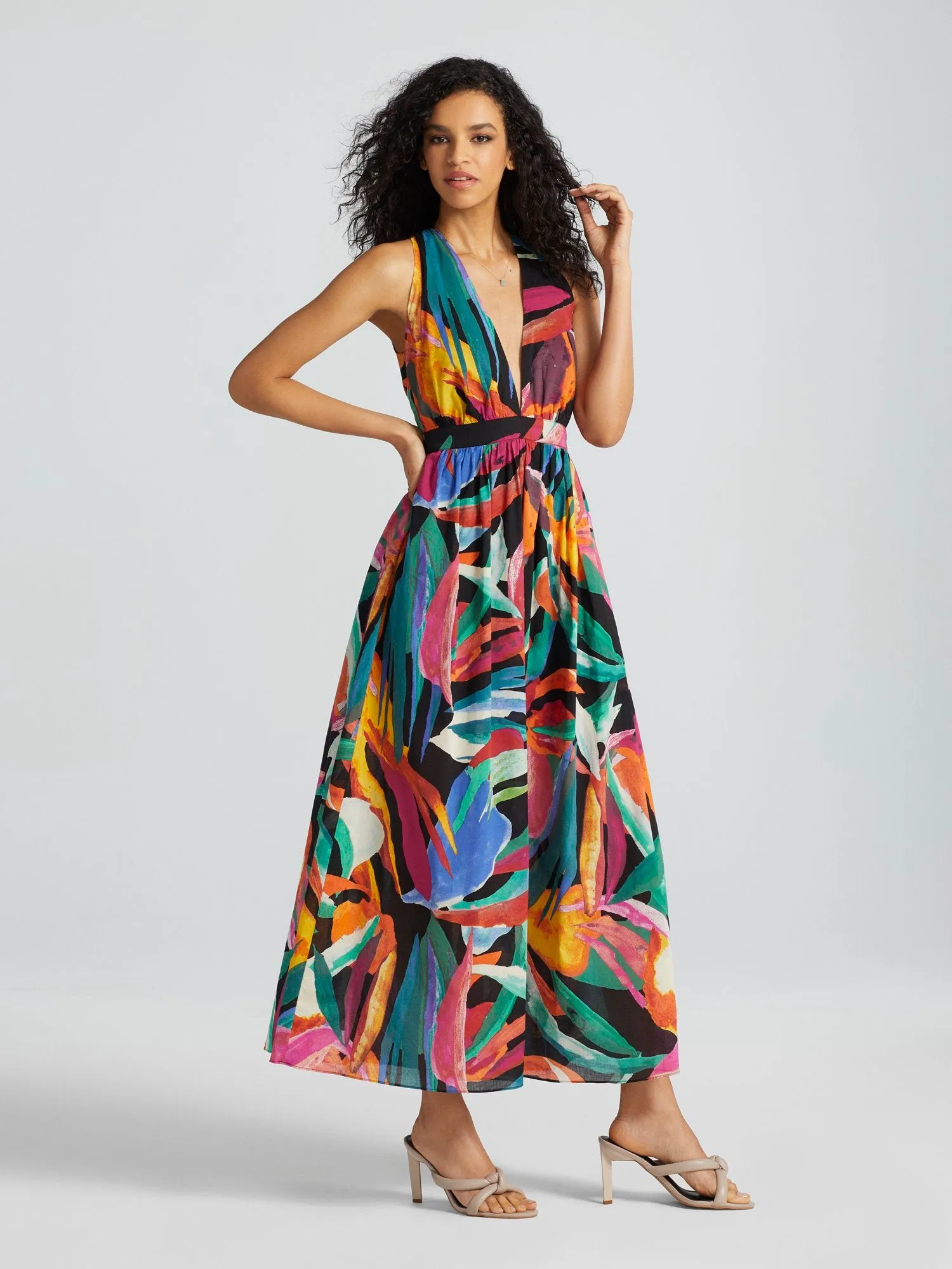 Terema Printed Halterneck Maxi Dress