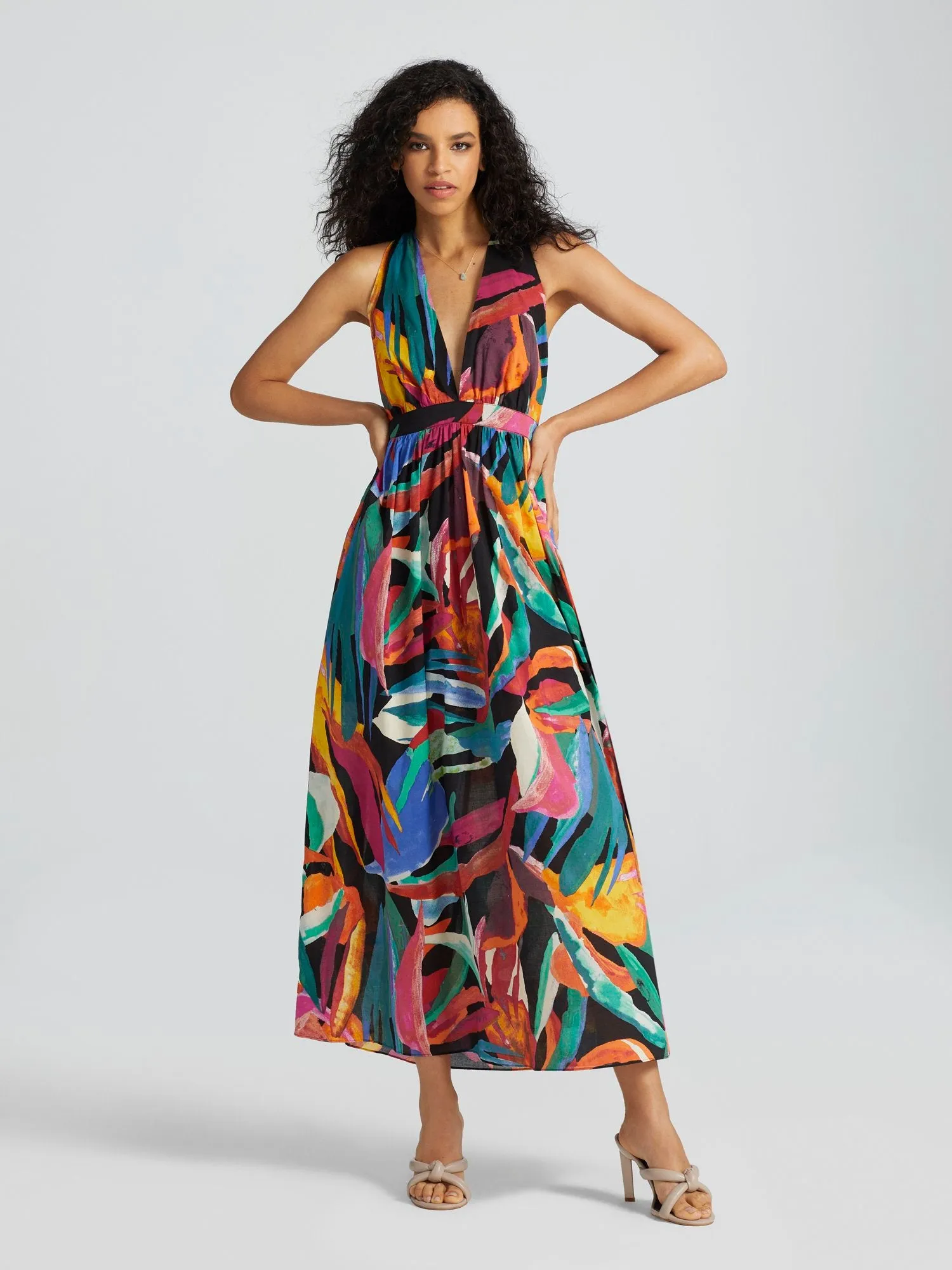 Terema Printed Halterneck Maxi Dress