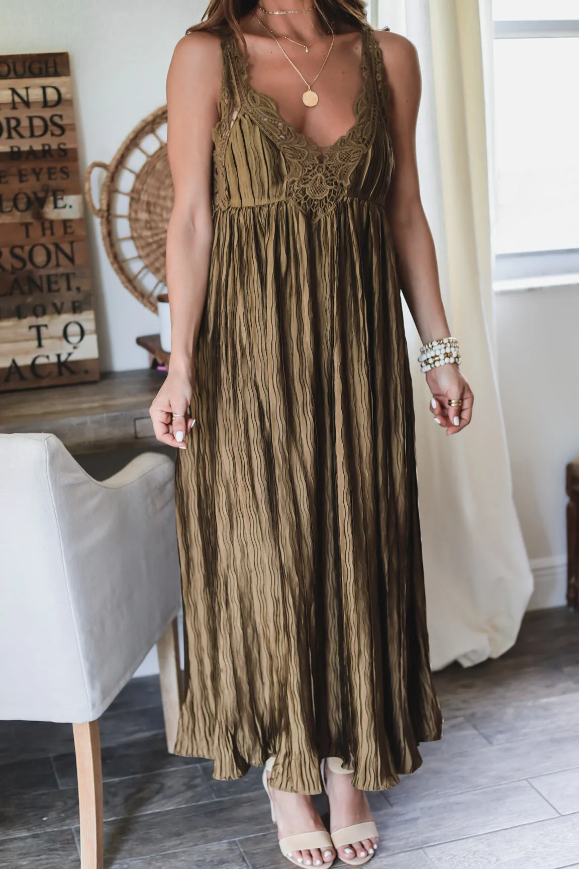 The Anastasia Pleated Maxi Dress