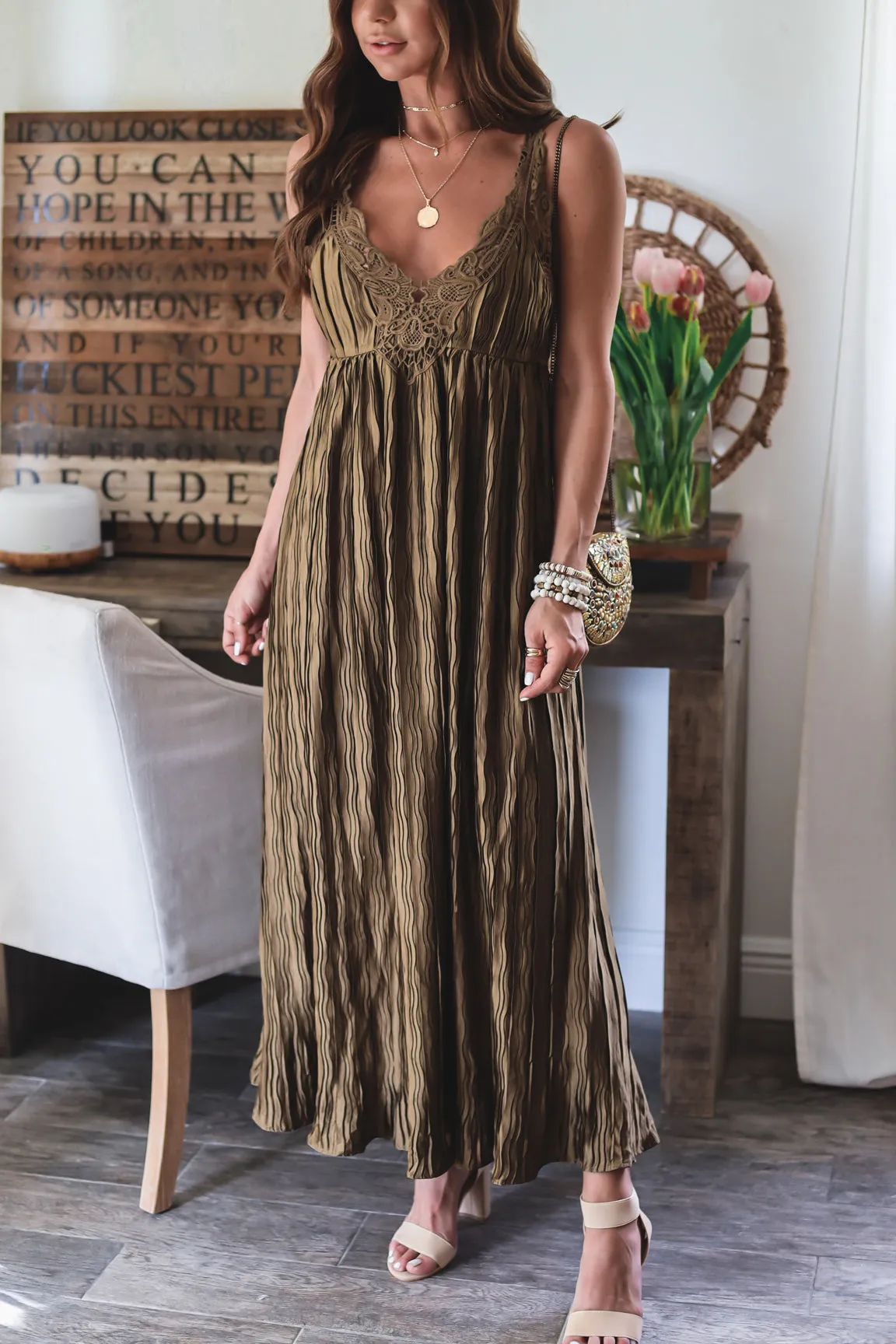 The Anastasia Pleated Maxi Dress