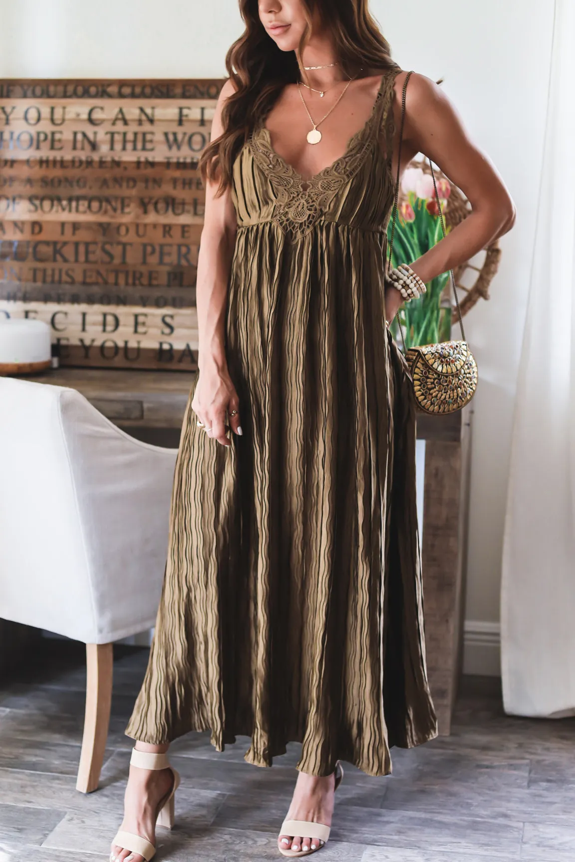 The Anastasia Pleated Maxi Dress