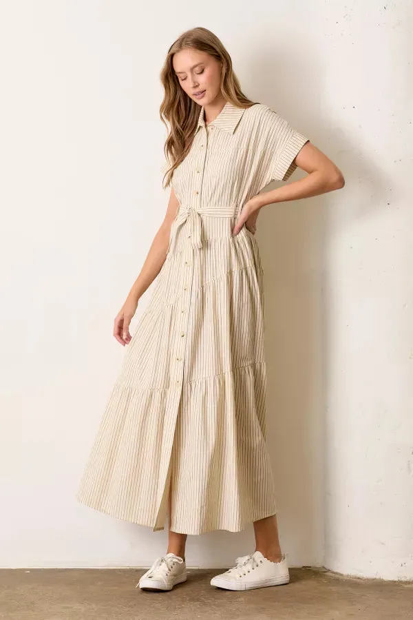 The Lissy Striped Maxi Dress in Cream/Black