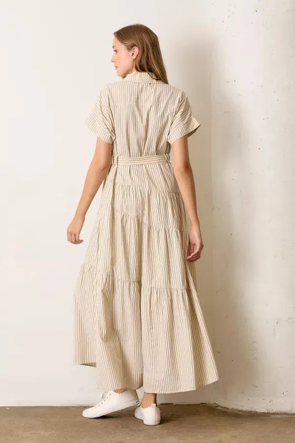 The Lissy Striped Maxi Dress in Cream/Black