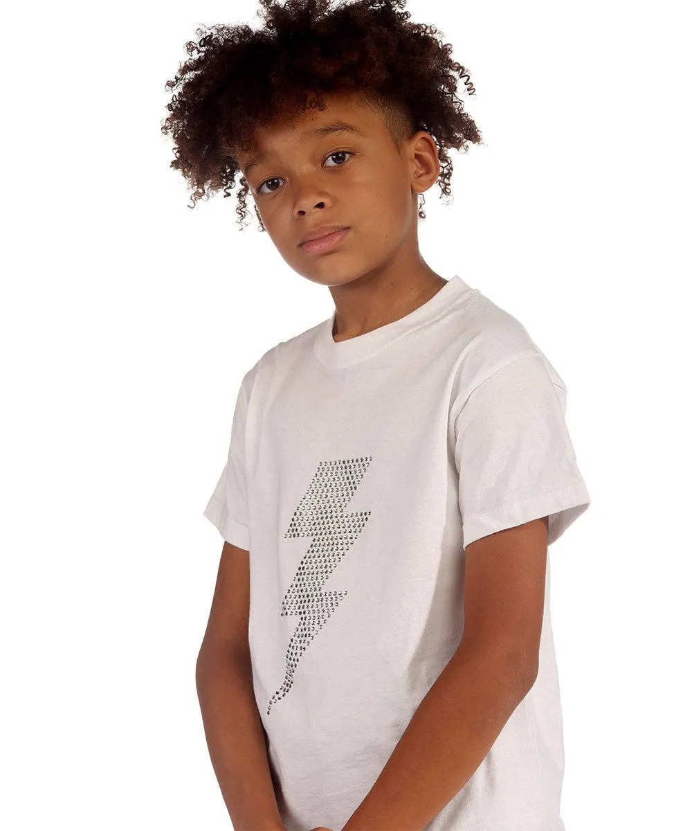 Trendy Toggs Kids White Lighting Bolt Rhinestone T-shirt