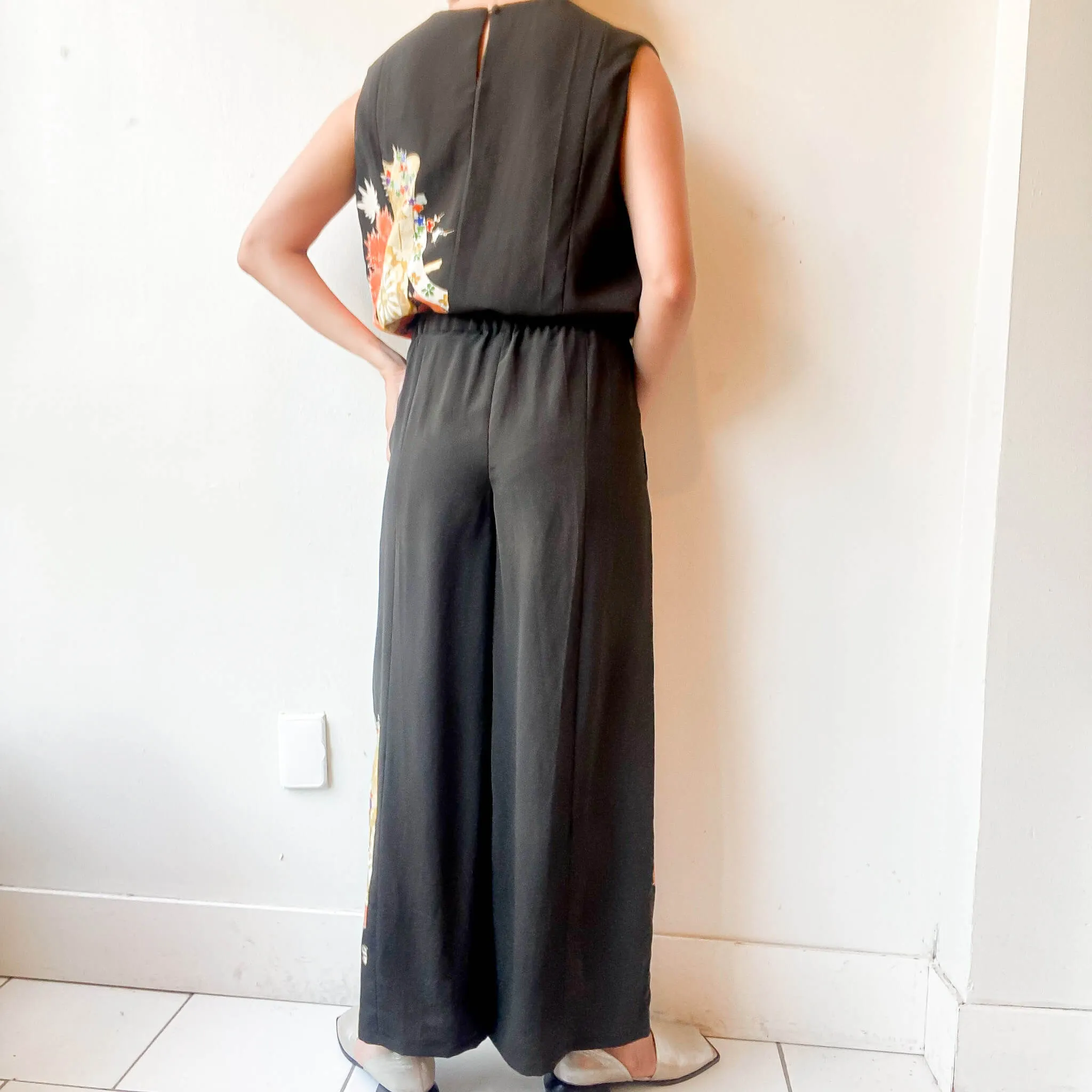 Tsumugi | Vintage Silk Kimono Two Piece | TP7 - Black