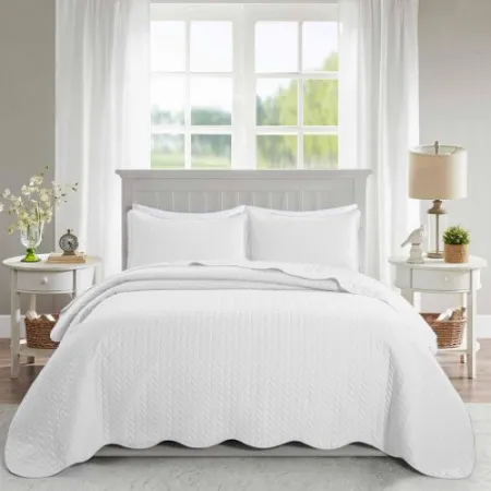 Ultrasonic Quilted Bedspread White