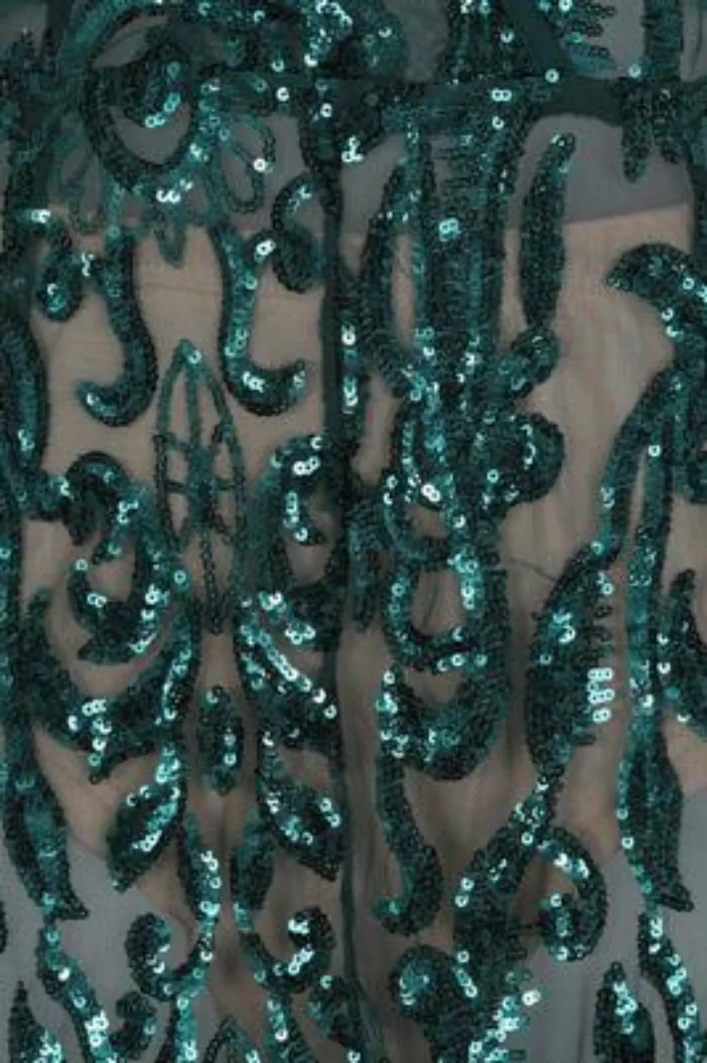 Unleashed Green Sheer Luxe Sequin Slit Maxi Gown Dress