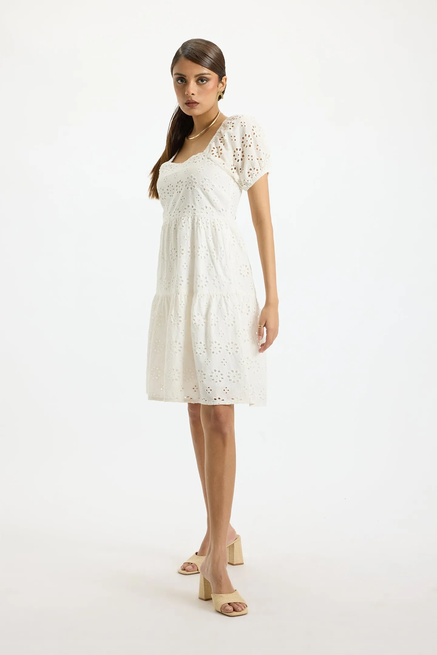 Uzuri|Schiffli Cotton Dress