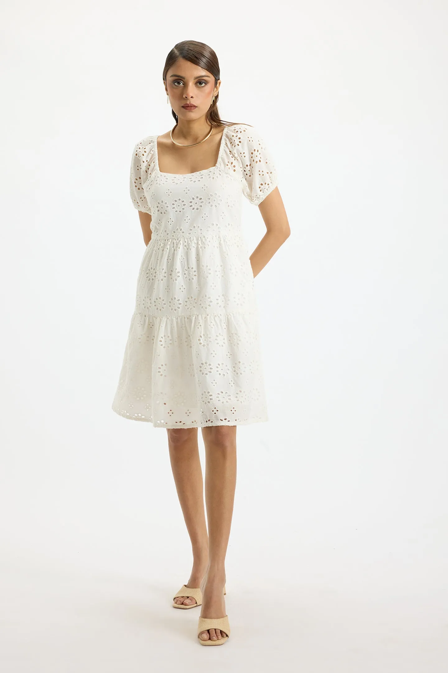 Uzuri|Schiffli Cotton Dress