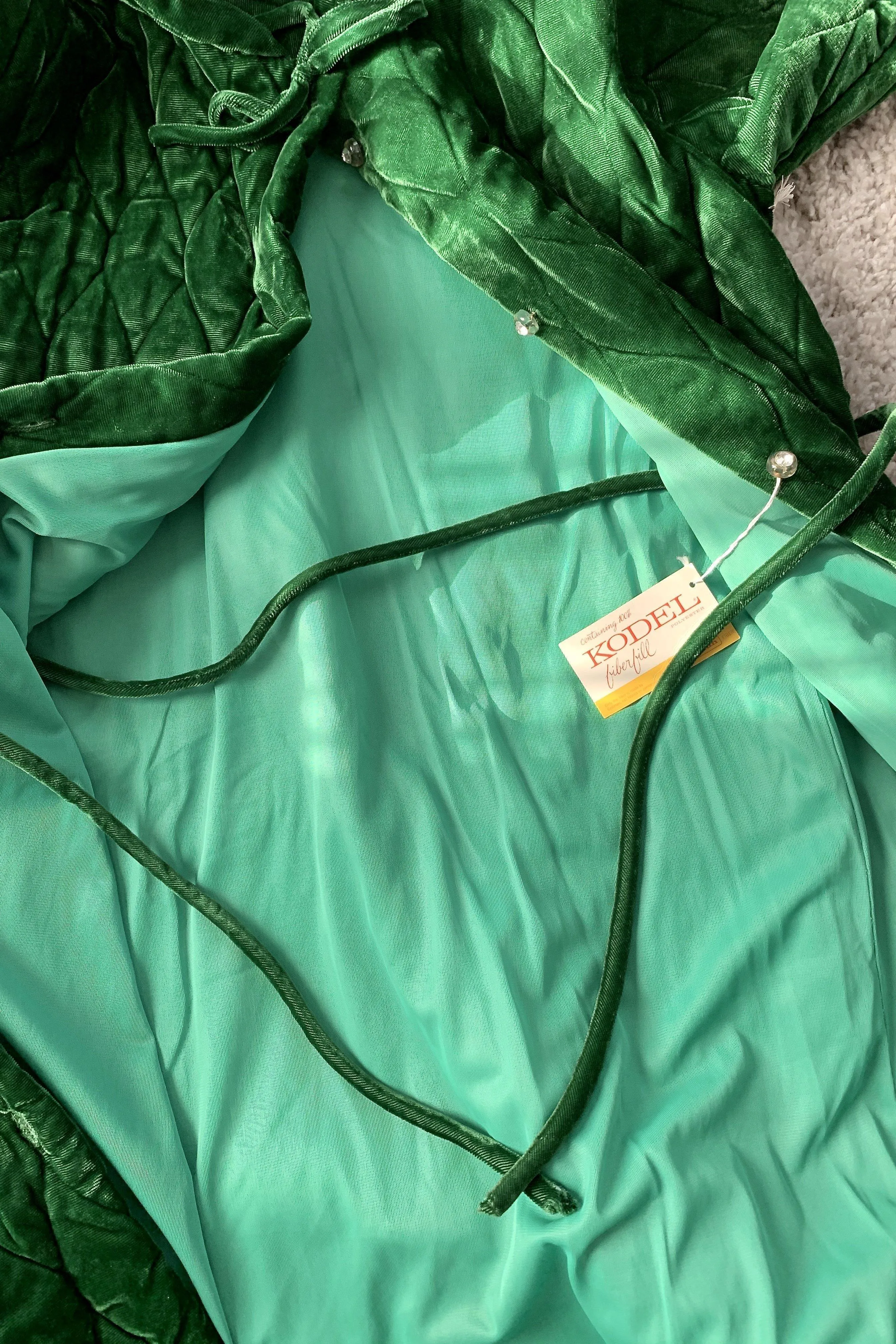 Vintage Quilted Emerald Velvet Robe