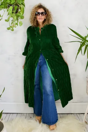 Vintage Quilted Emerald Velvet Robe