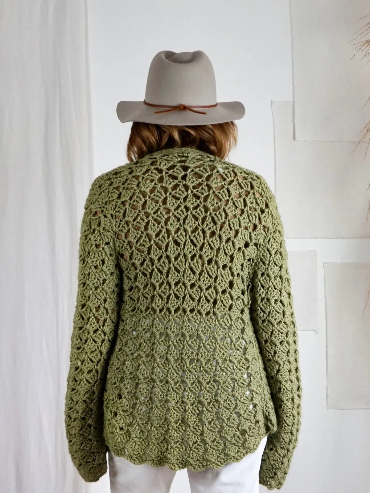 Vintage Sage Handmade Crochet Sweater