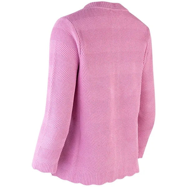 Wavy Cotton Cardigan in Bubble Gum Pink