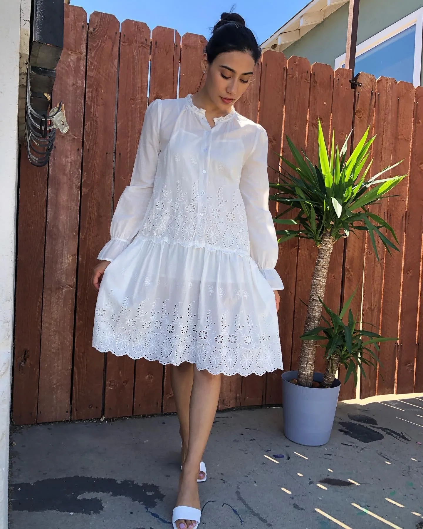 White Cotton Midi Dress