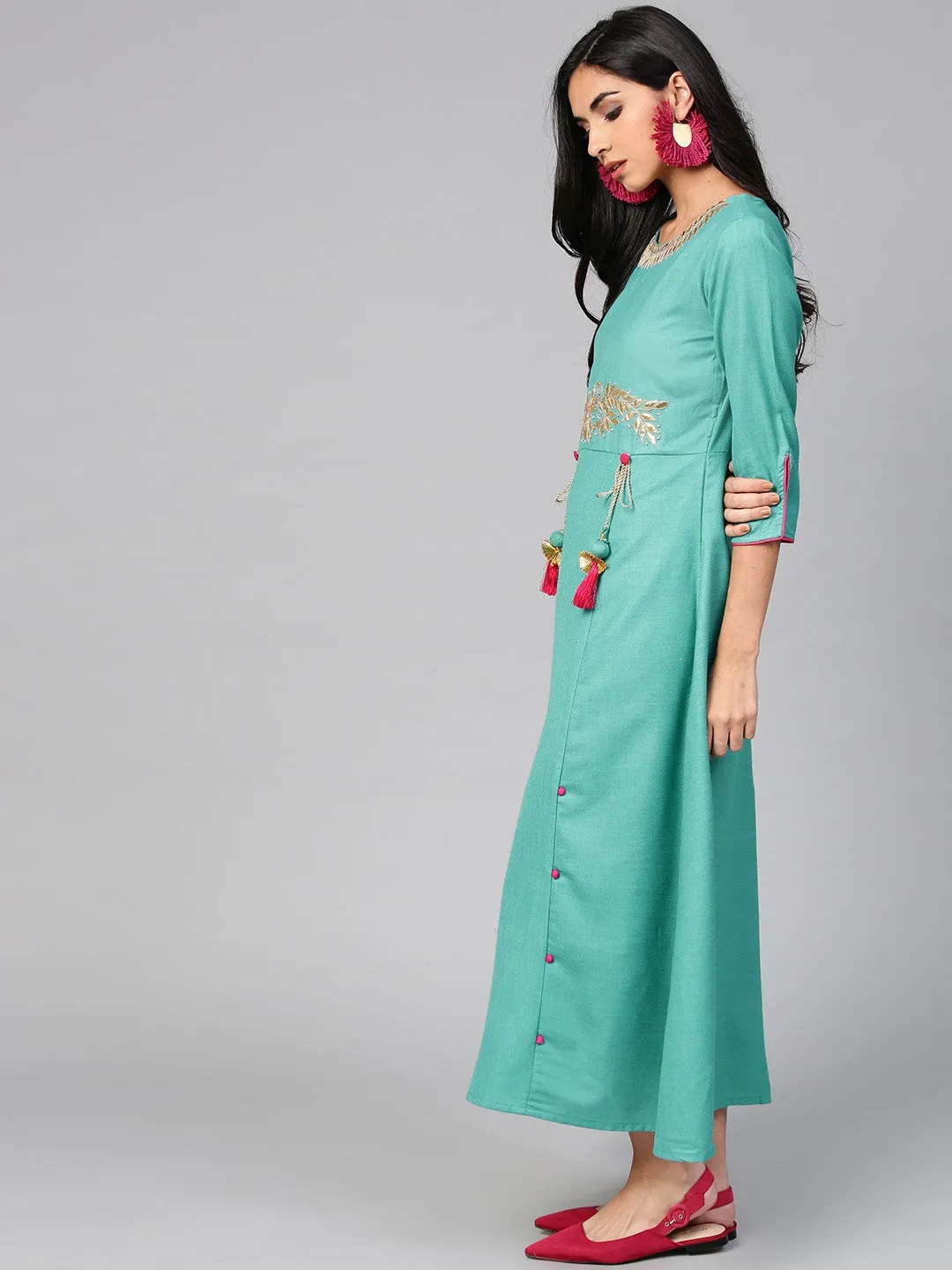 Women Green A-Line Dress