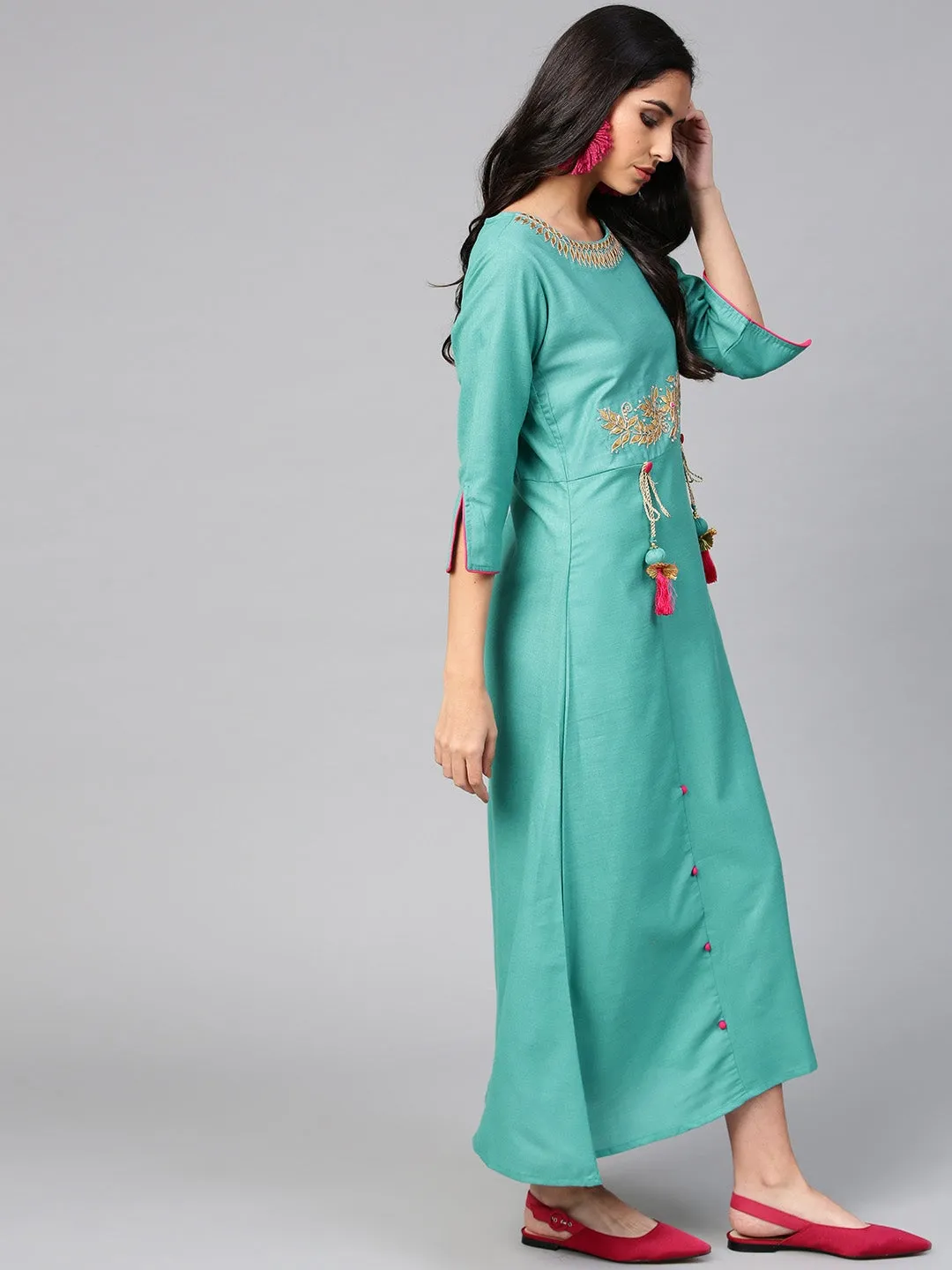 Women Green A-Line Dress