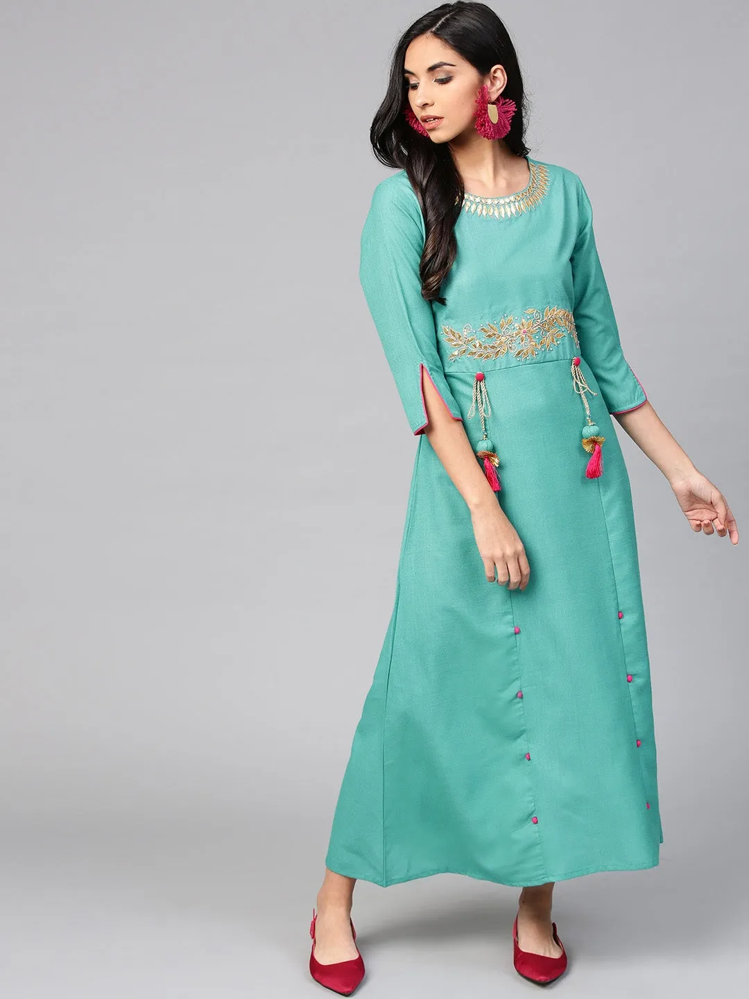 Women Green A-Line Dress