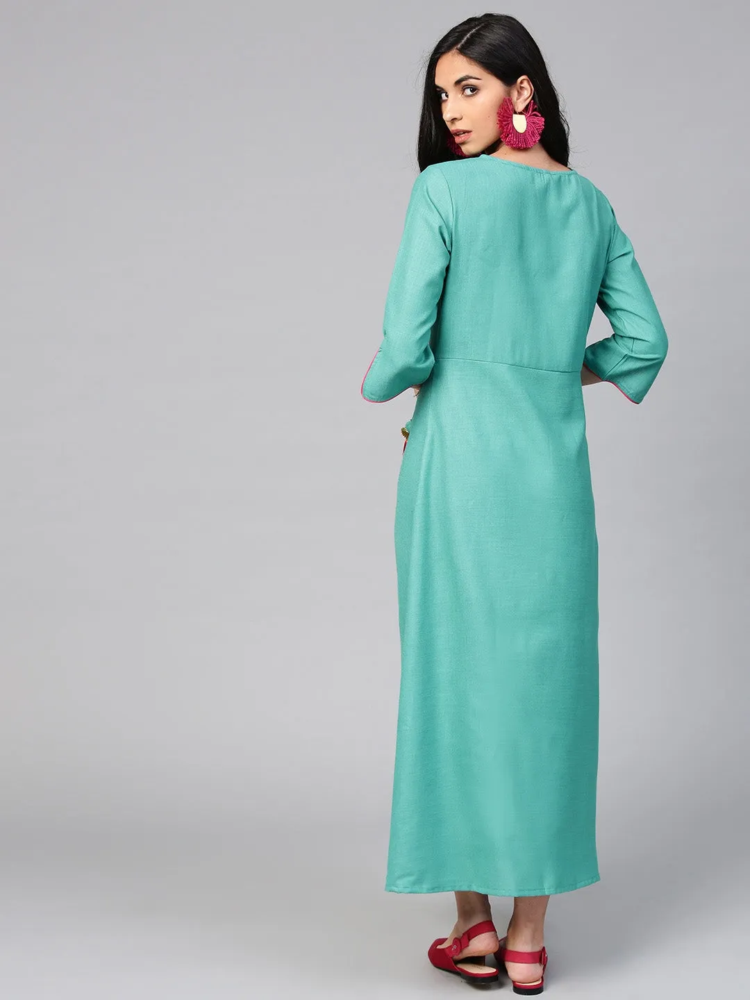 Women Green A-Line Dress