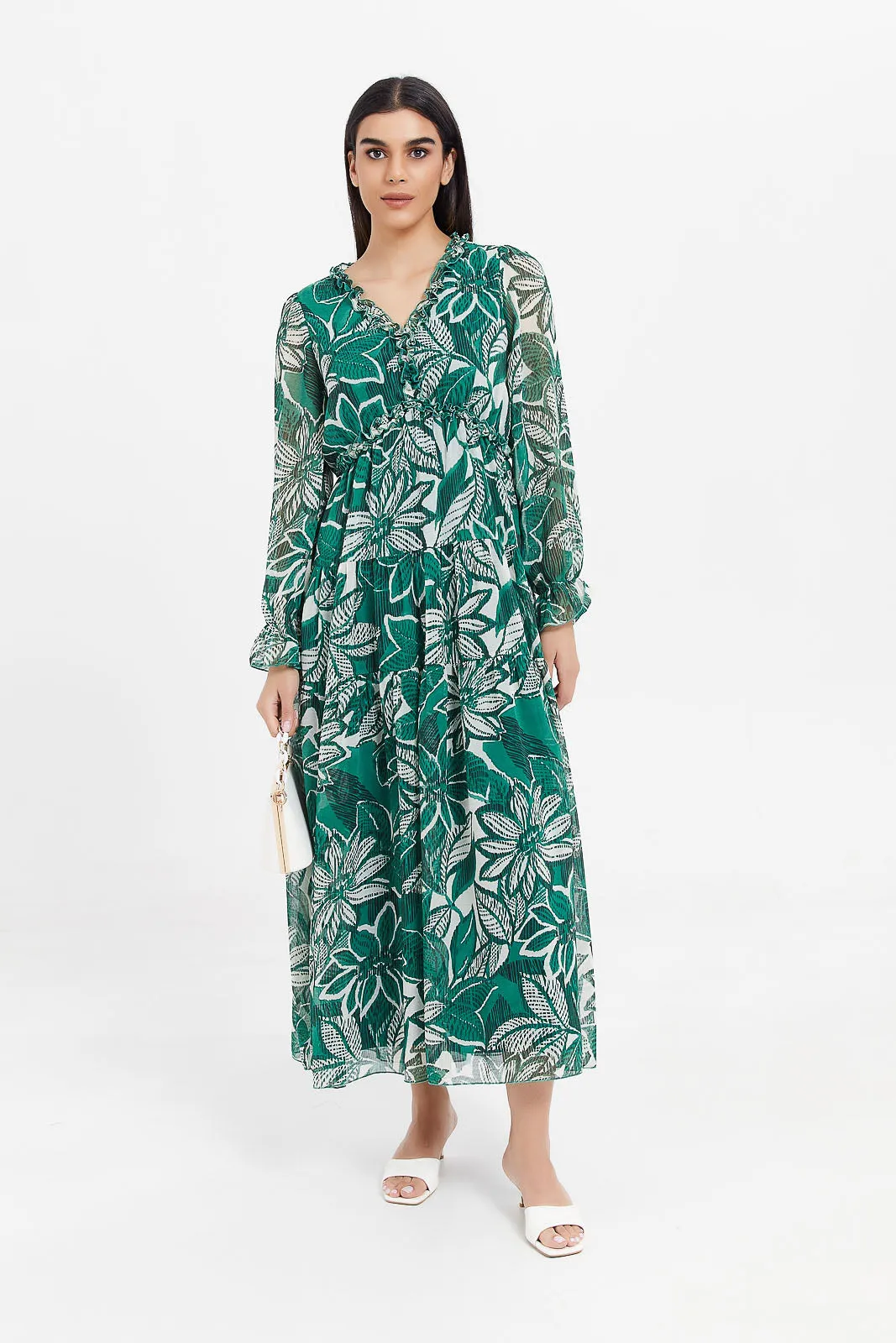 Women Green Floral Print Dress