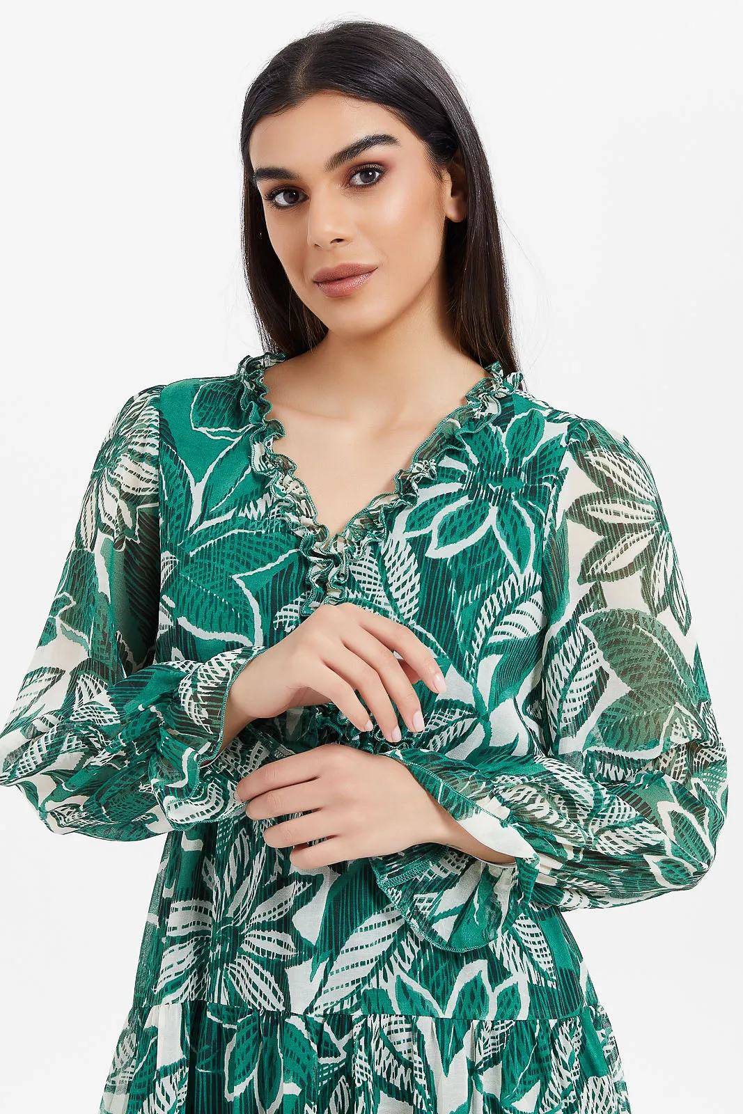 Women Green Floral Print Dress