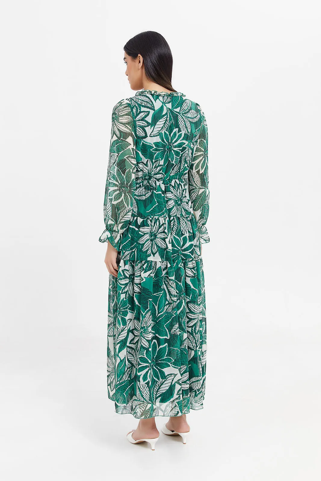 Women Green Floral Print Dress