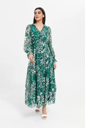 Women Green Floral Print Dress