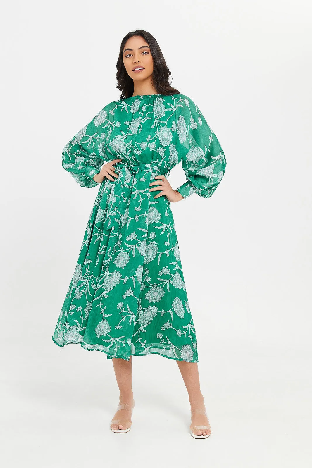 Women Green Printed Dress