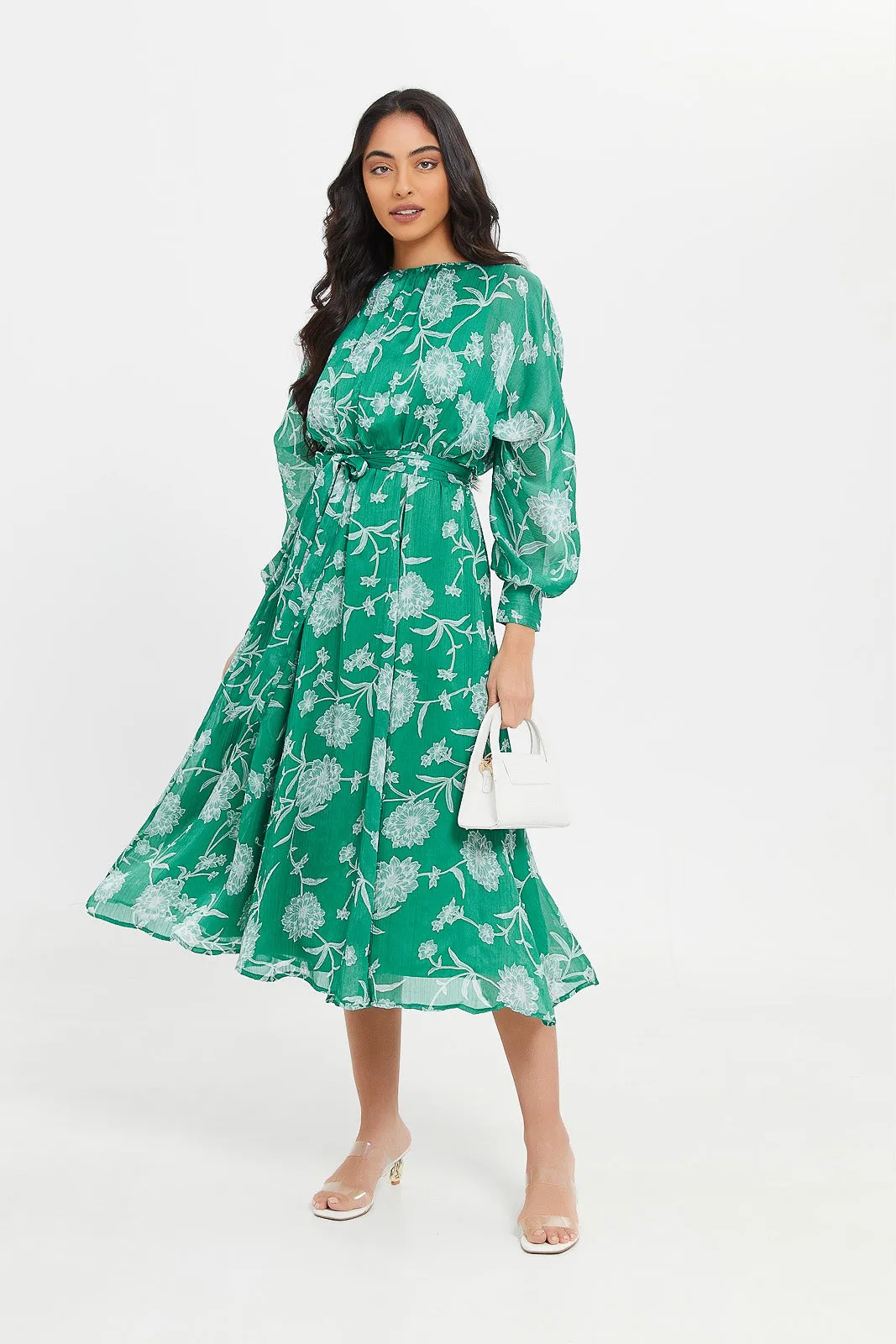 Women Green Printed Dress