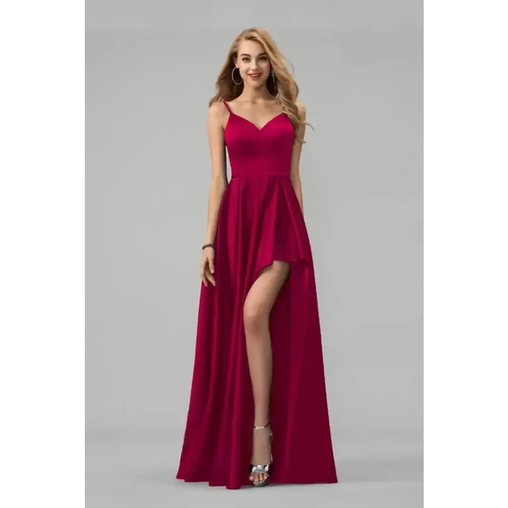 WOMEN WESTERN PARTY WEAR ONE PIECE MAROON MAXI DRESS