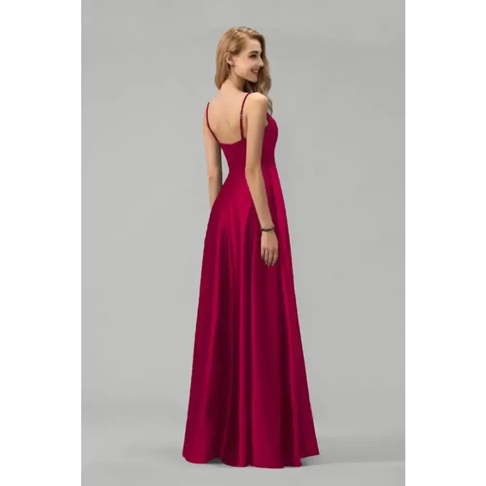 WOMEN WESTERN PARTY WEAR ONE PIECE MAROON MAXI DRESS