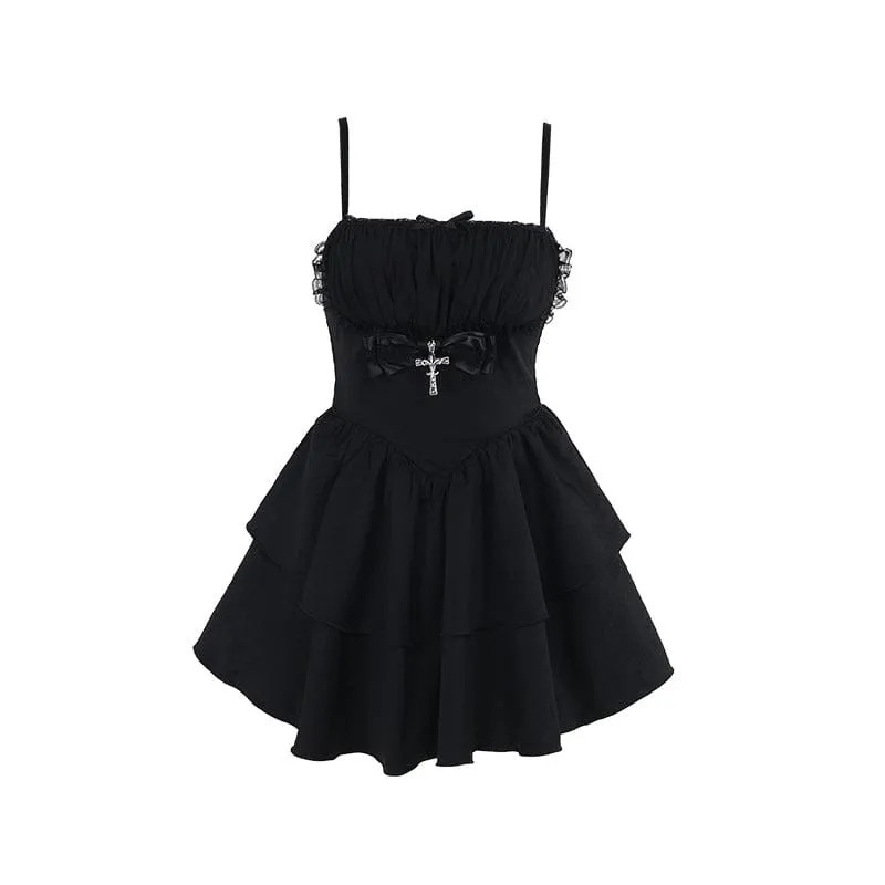 Women's Gothic Pleated Cross Slip Dress