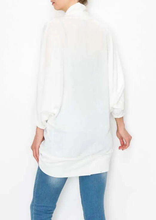 Women's White Versatile Cardigan Made in USA