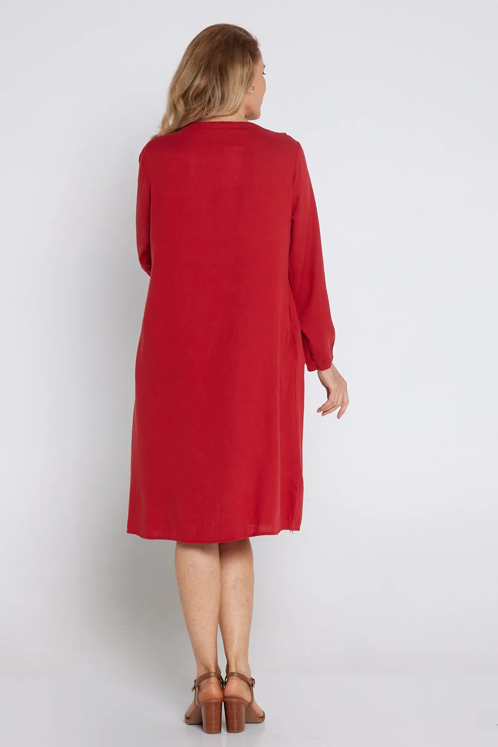 Zari Linen Dress - Red