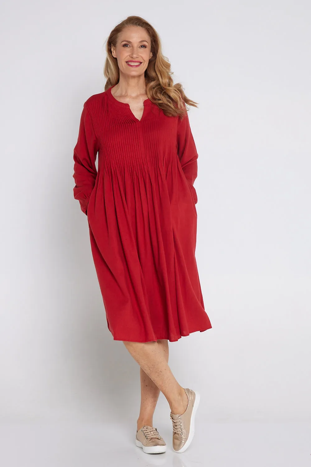 Zari Linen Dress - Red