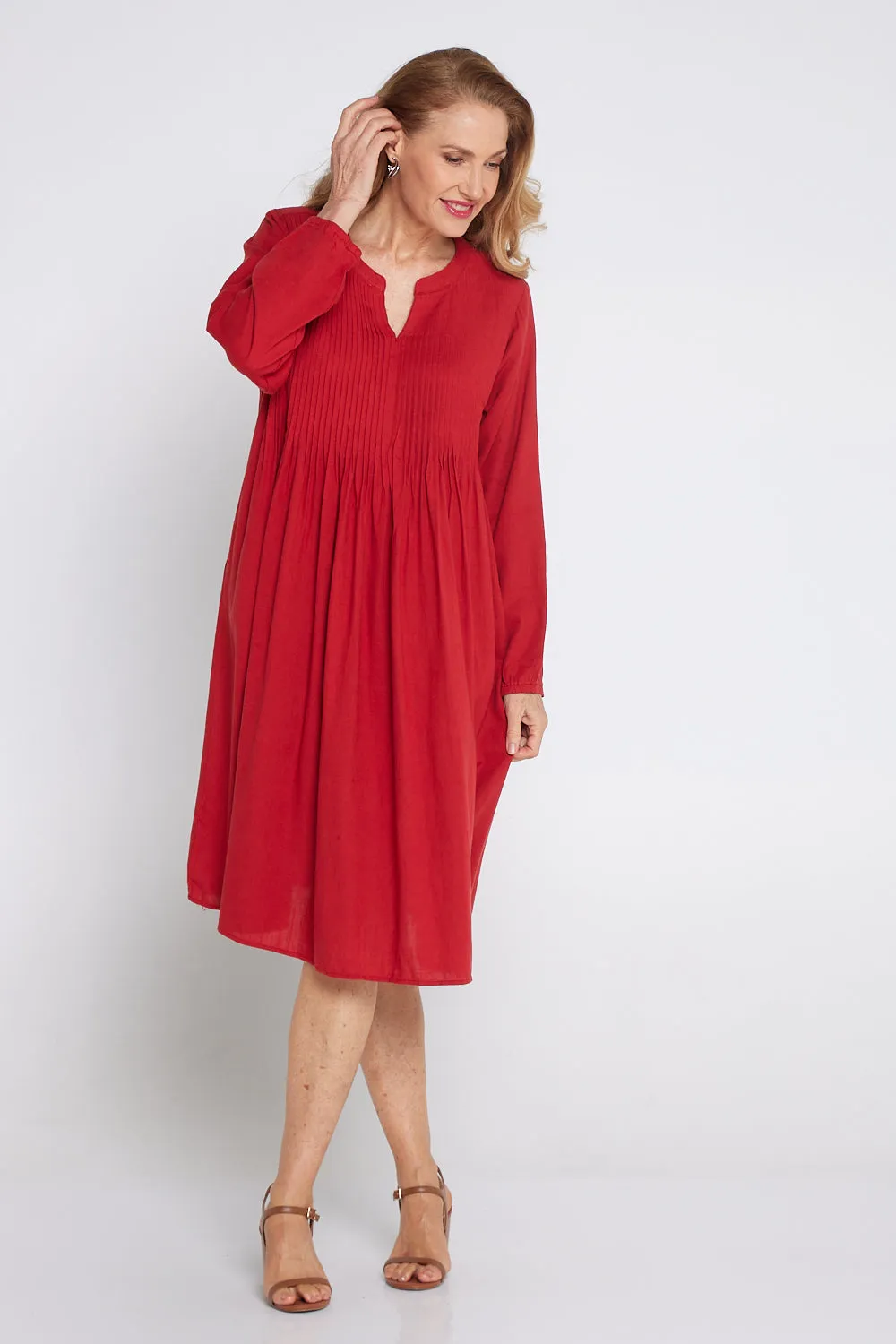 Zari Linen Dress - Red