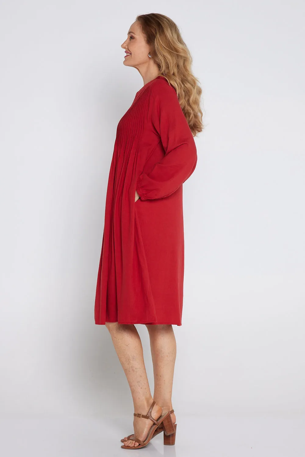 Zari Linen Dress - Red