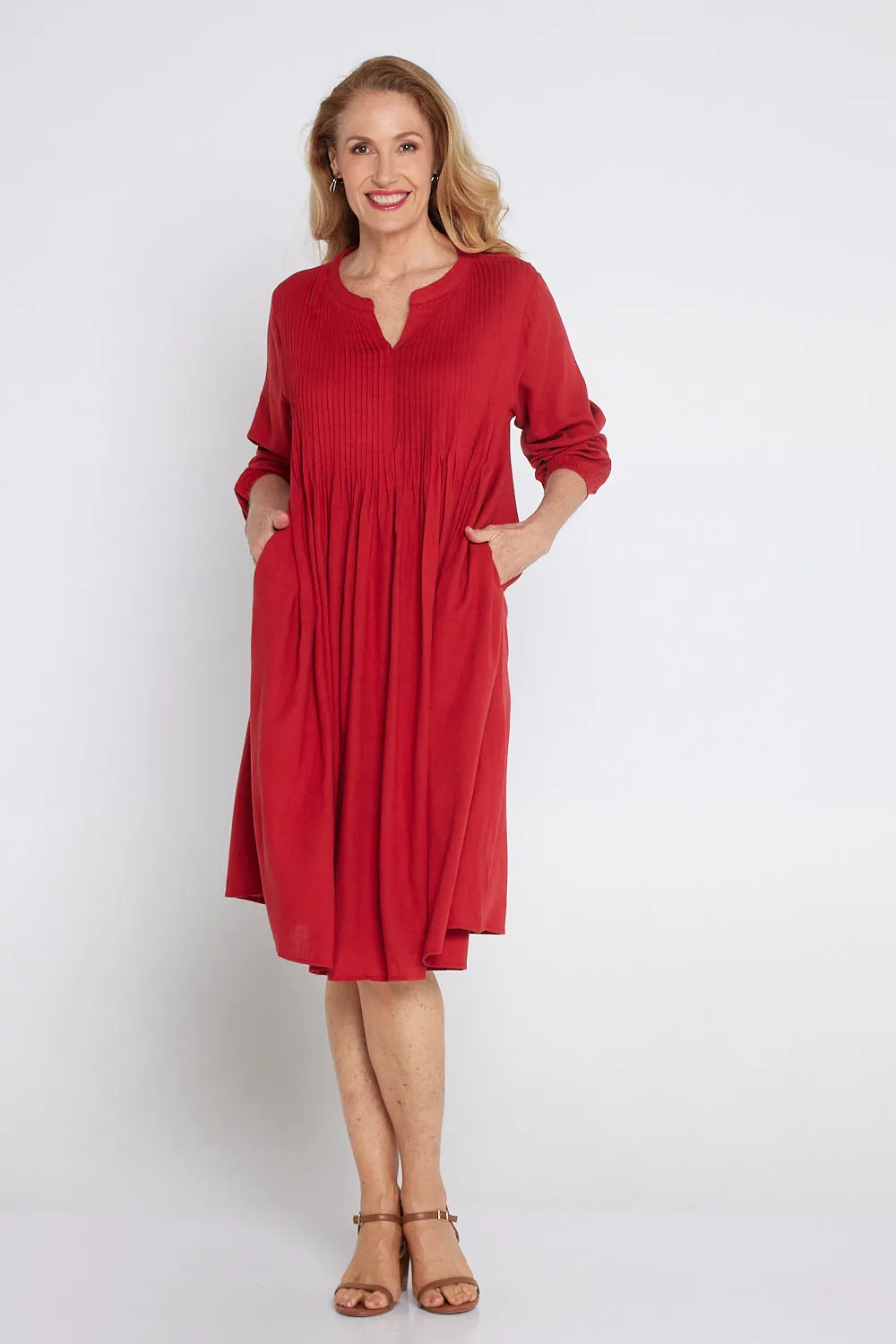 Zari Linen Dress - Red