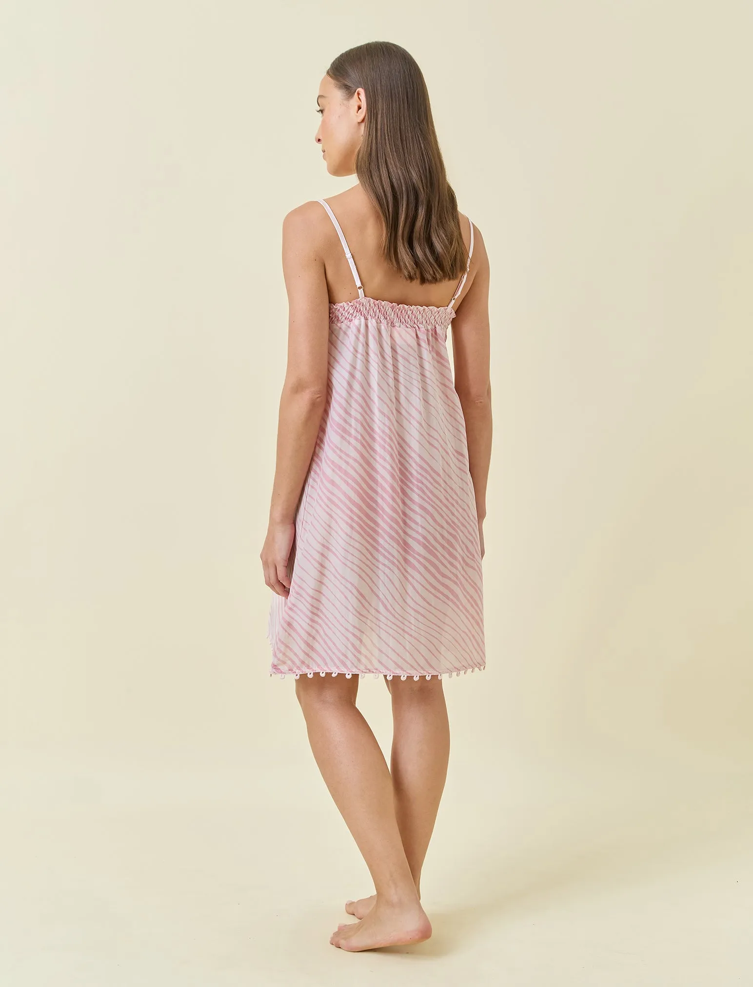 Zebra Lace Front Midi Nightgown