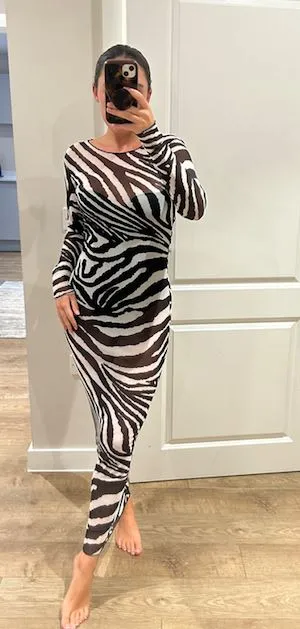 Zebra Mesh Maxi Dress